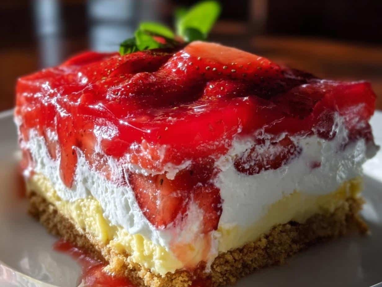 Bake Strawberry Jello Lasagna: 1 Dreamy Dessert - Bake Strawberry Jello Lasagna - additional detail