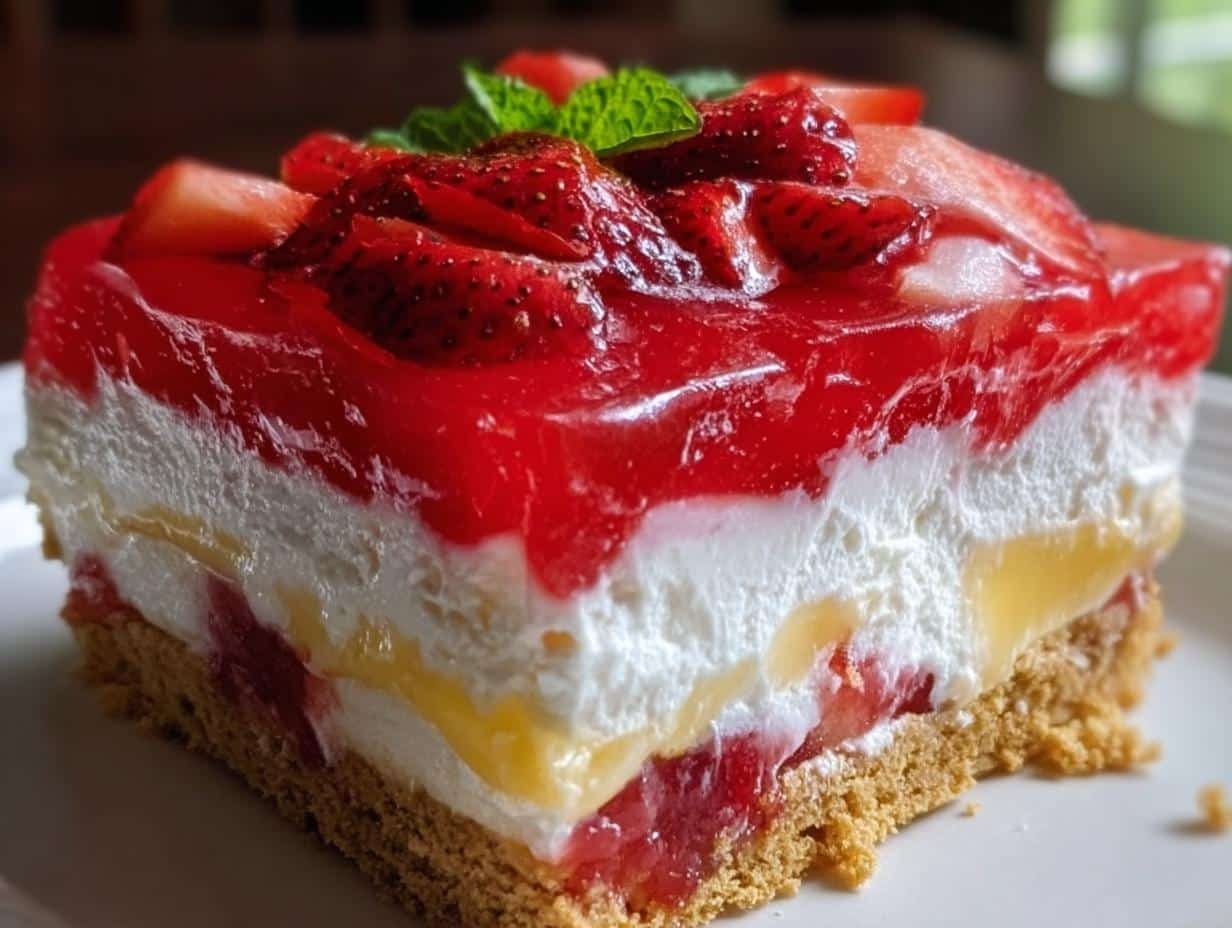 Bake Strawberry Jello Lasagna: 1 Dreamy Dessert - Bake Strawberry Jello Lasagna - additional detail