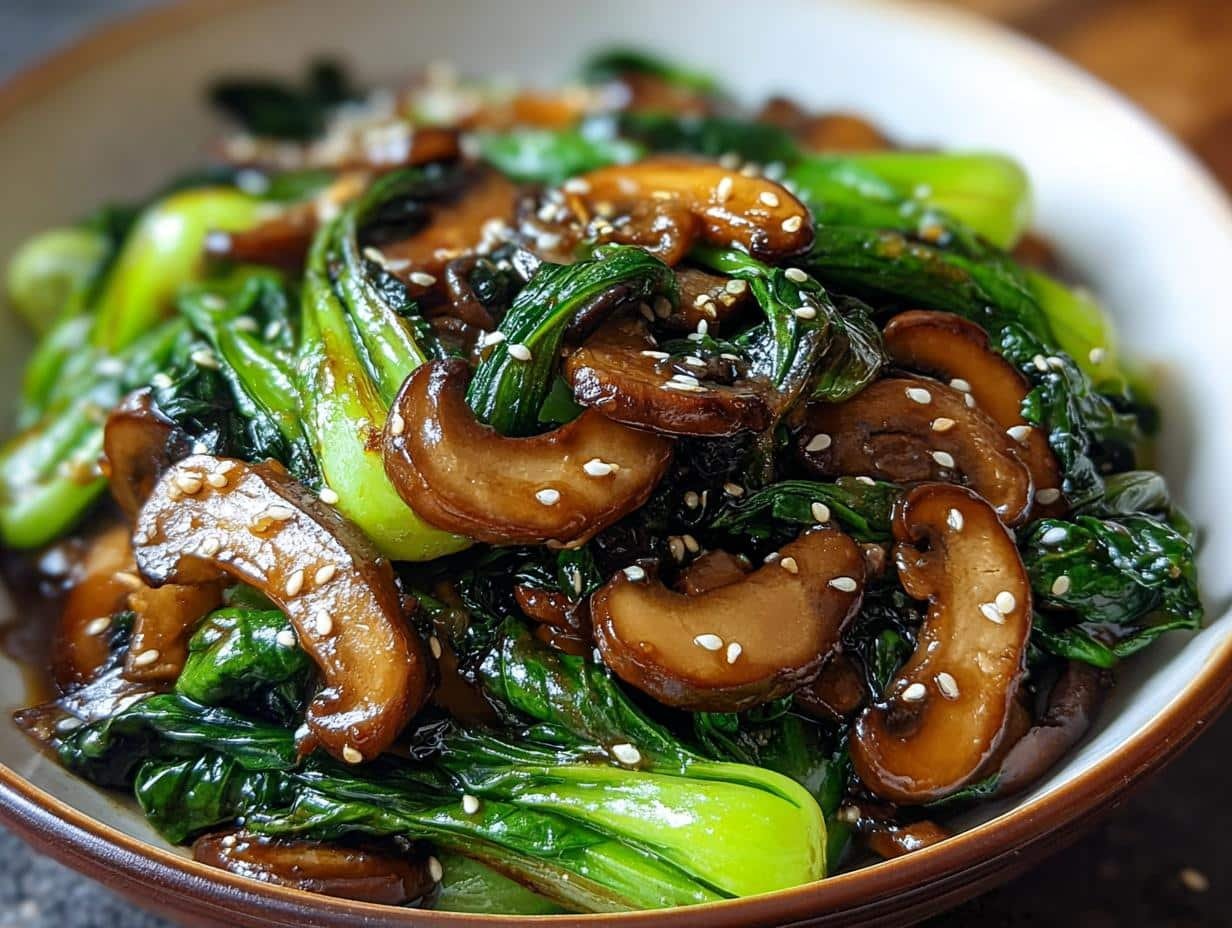 Bok Choy Mushroom Stir: 1 Amazing Dish - Bok Choy Mushroom Stir - additional detail