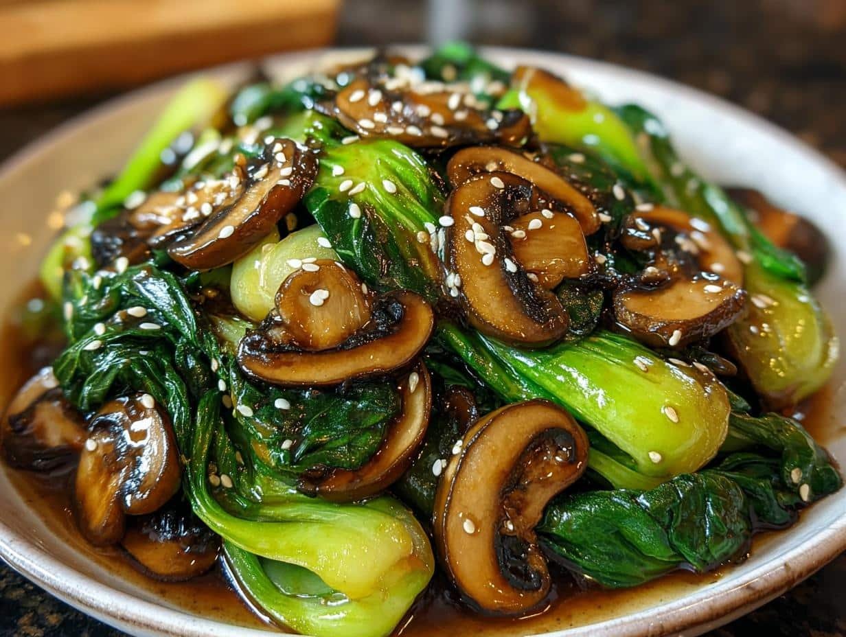 Bok Choy Mushroom Stir: 1 Amazing Dish - Bok Choy Mushroom Stir - additional detail