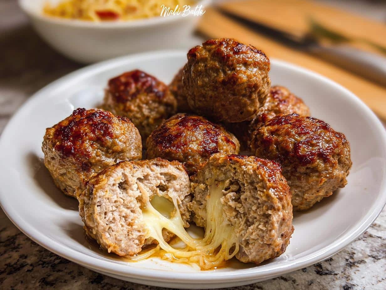 Cheese Stuffed Meatballs: Pure Melty Bliss - Cheese Stuffed Meatballs - additional detail