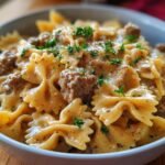 Creamy Velveeta Beef Bowtie