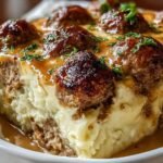 Meatball Mashed Potato Bake