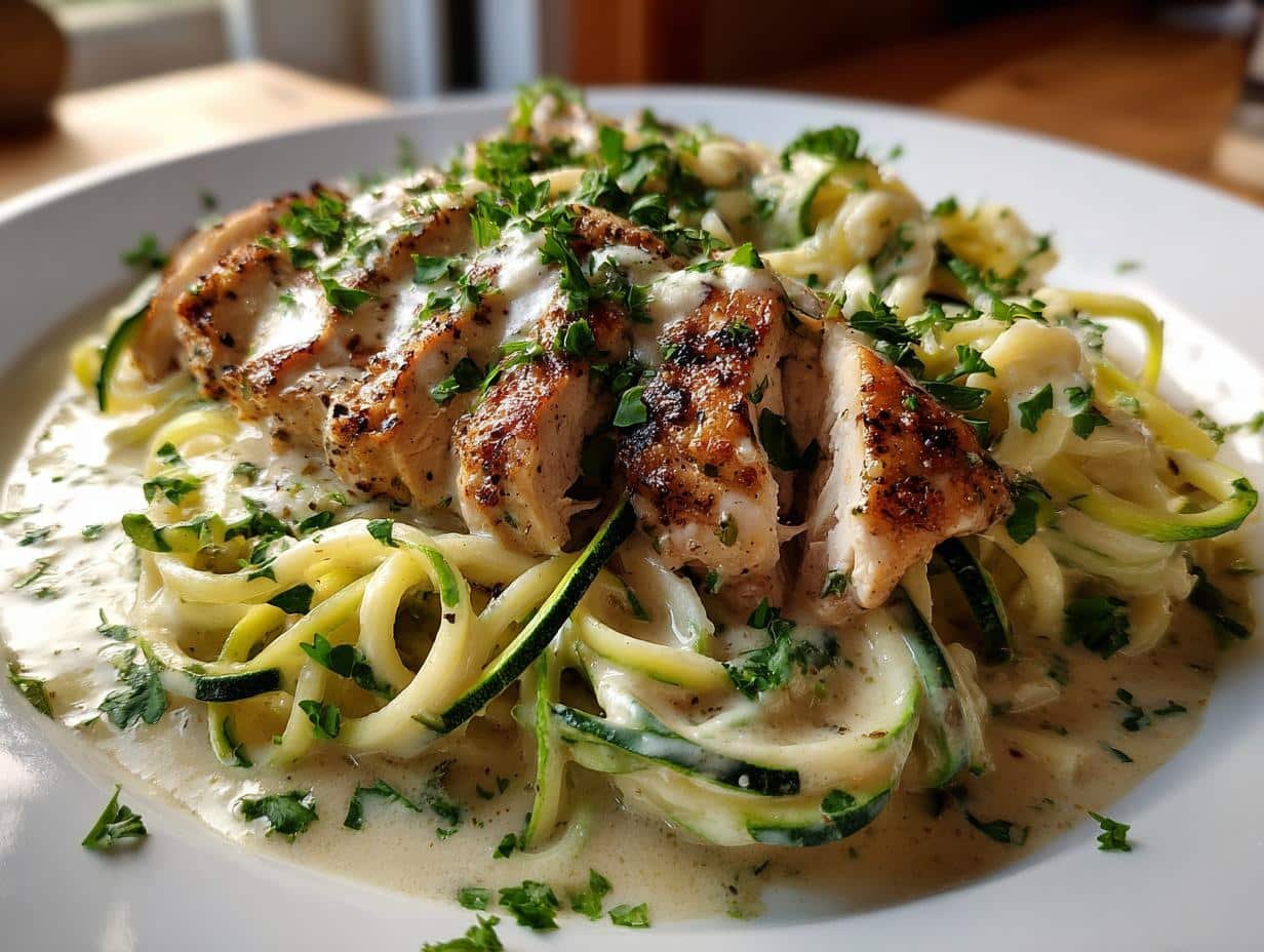 Zucchini Noodle Chicken Alfredo