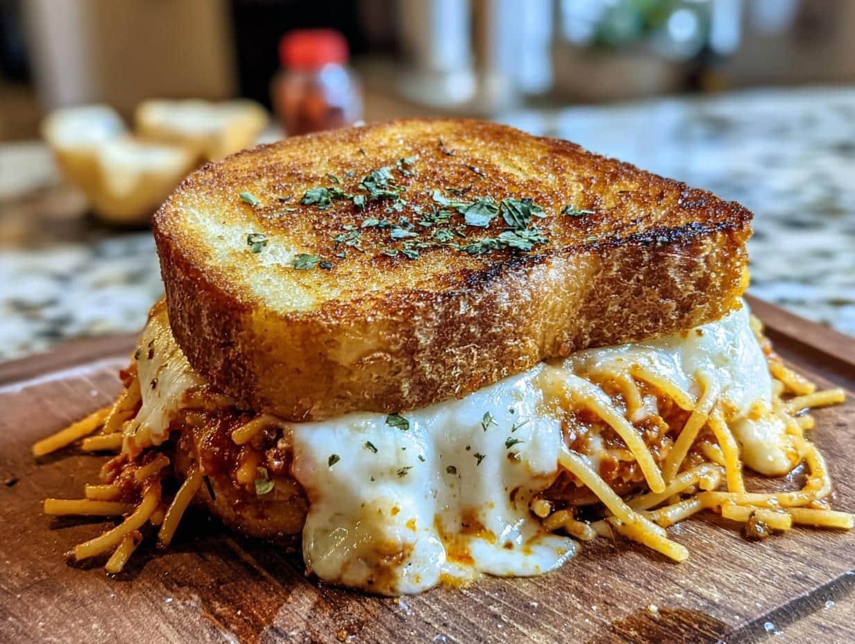 Cheesy Spaghetti Sandwich: Delicious Comfort Food - Cheesy Spaghetti Sandwich - additional detail