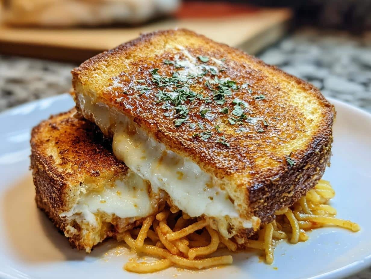 Cheesy Spaghetti Sandwich