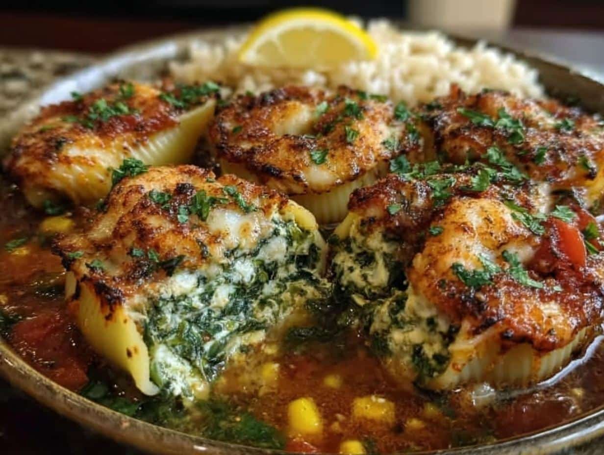 Cheesy Spinach Stuffed Shells: Delicious 1 Hr Dinner - Cheesy Spinach Stuffed Shells - additional detail