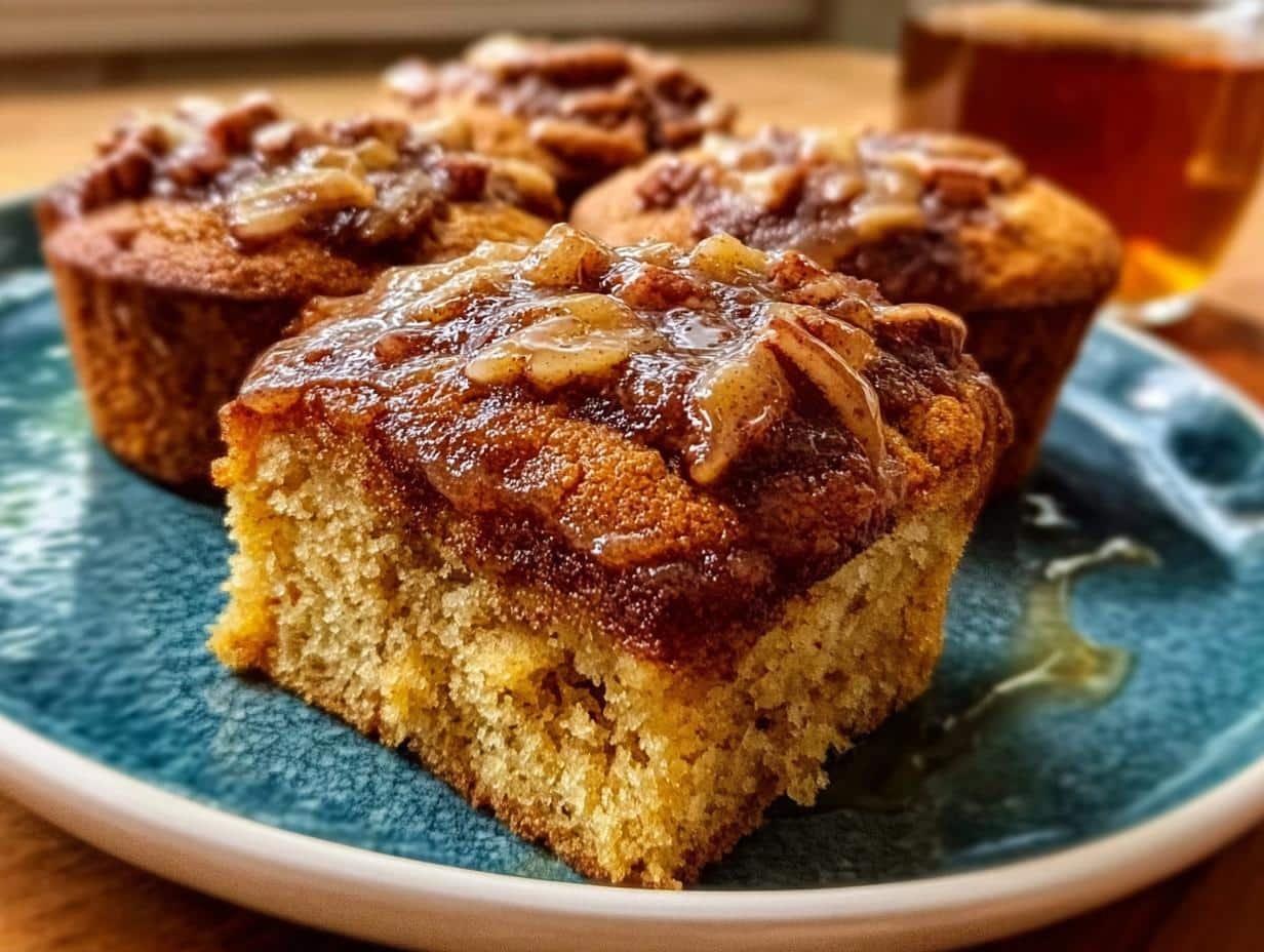 Close-up of Cinnamon Ginger Spiced Pear Muffins