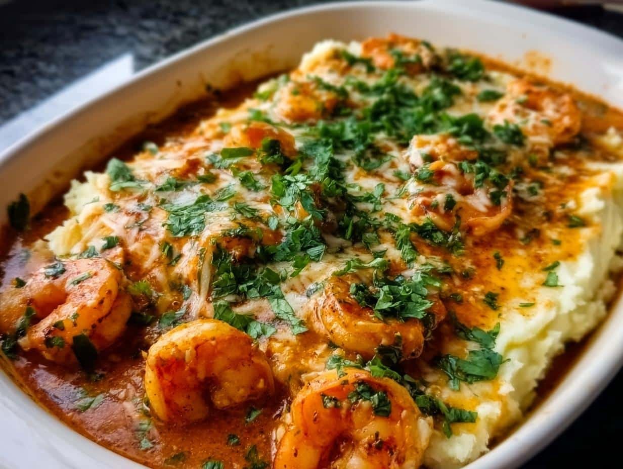 Creamy Garlic Shrimp Over