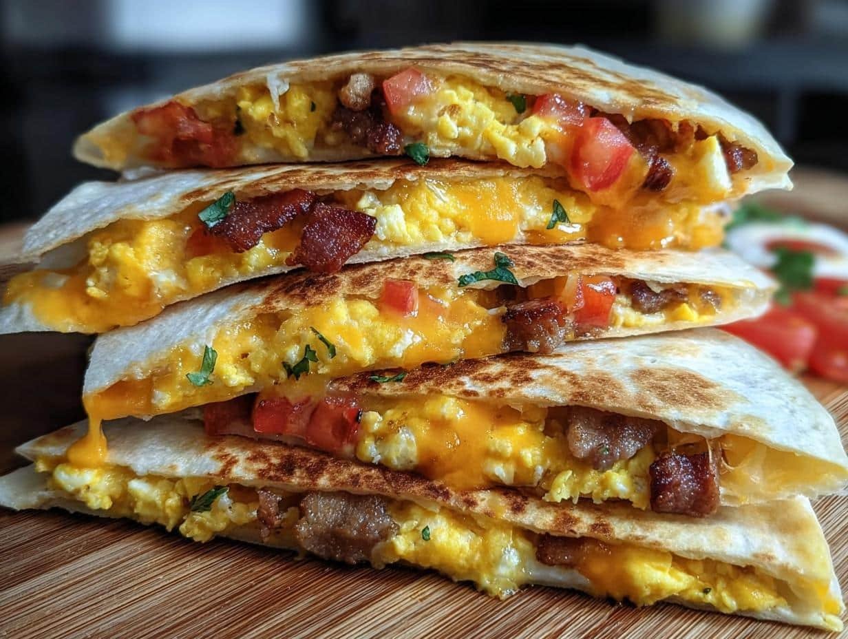 Eggs Bacon Quesadillas: Amazing 1-Pan Breakfast - Eggs Bacon Quesadillas Breakfast - additional detail