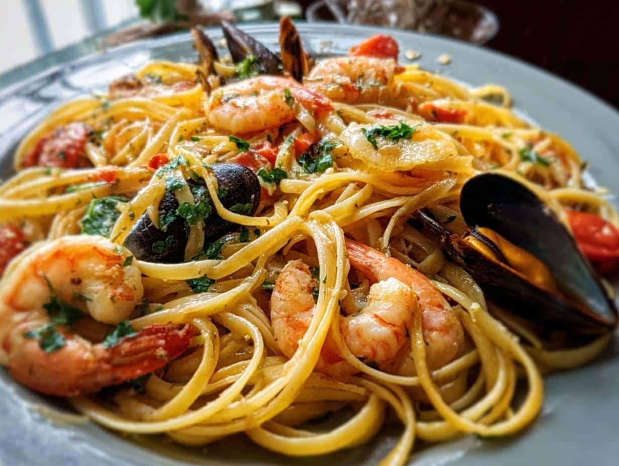 Seafood Linguine Garlic Butter