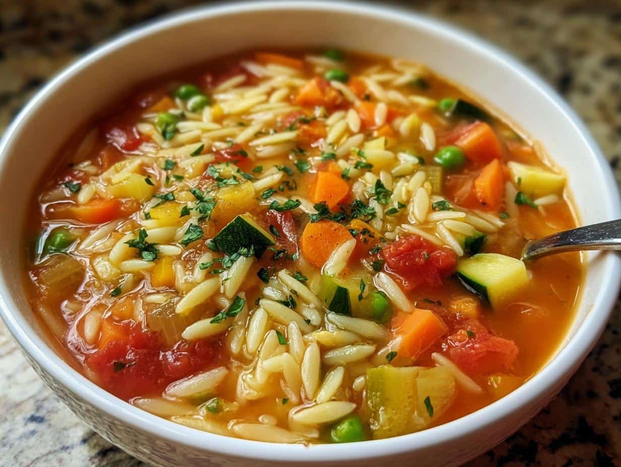 Hearty Vegetable Orzo Soup: 1 amazing recipe - Vegetable Orzo Soup Hearty - additional detail