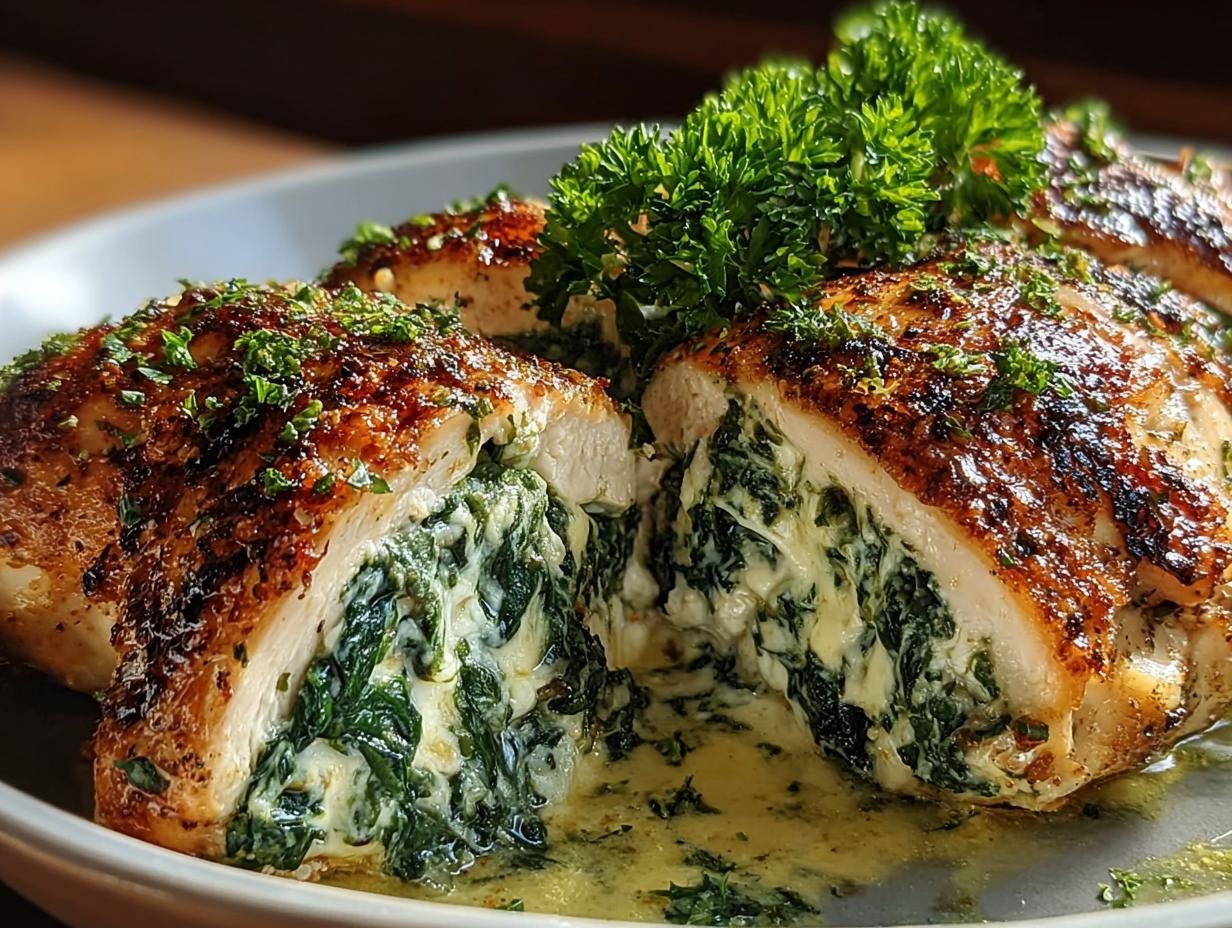 Cheesy Spinach Stuffed Chicken: 4 Amazing Meals - Cheesy Spinach Stuffed Chicken - additional detail