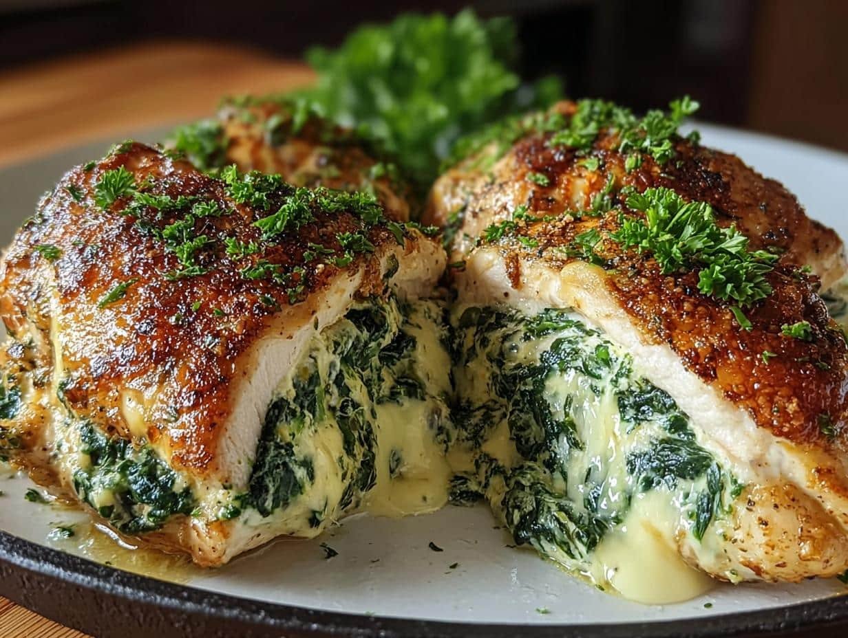 Cheesy Spinach Stuffed Chicken: 4 Amazing Meals - Cheesy Spinach Stuffed Chicken - additional detail