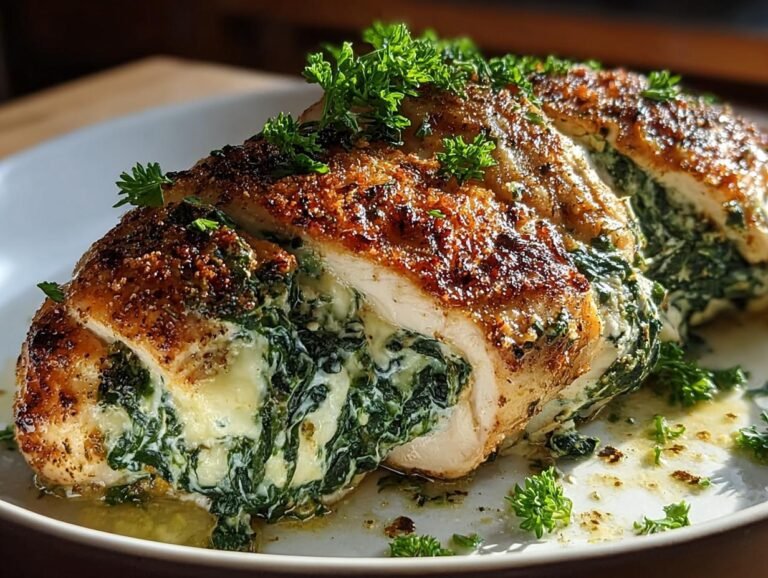 Cheesy Spinach Stuffed Chicken