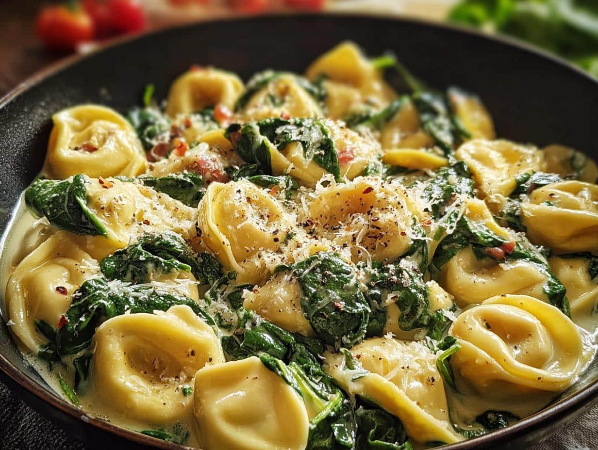 Amazing Creamy Tortellini Spinach in 30 Minutes - Creamy Tortellini Spinach - main visual representation