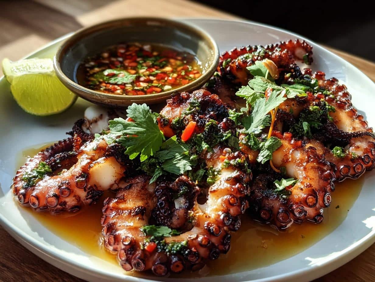 Grilled Baby Octopus Nuoc: Amazing 1-Minute Blanch - Grilled Baby Octopus Nuoc - additional detail