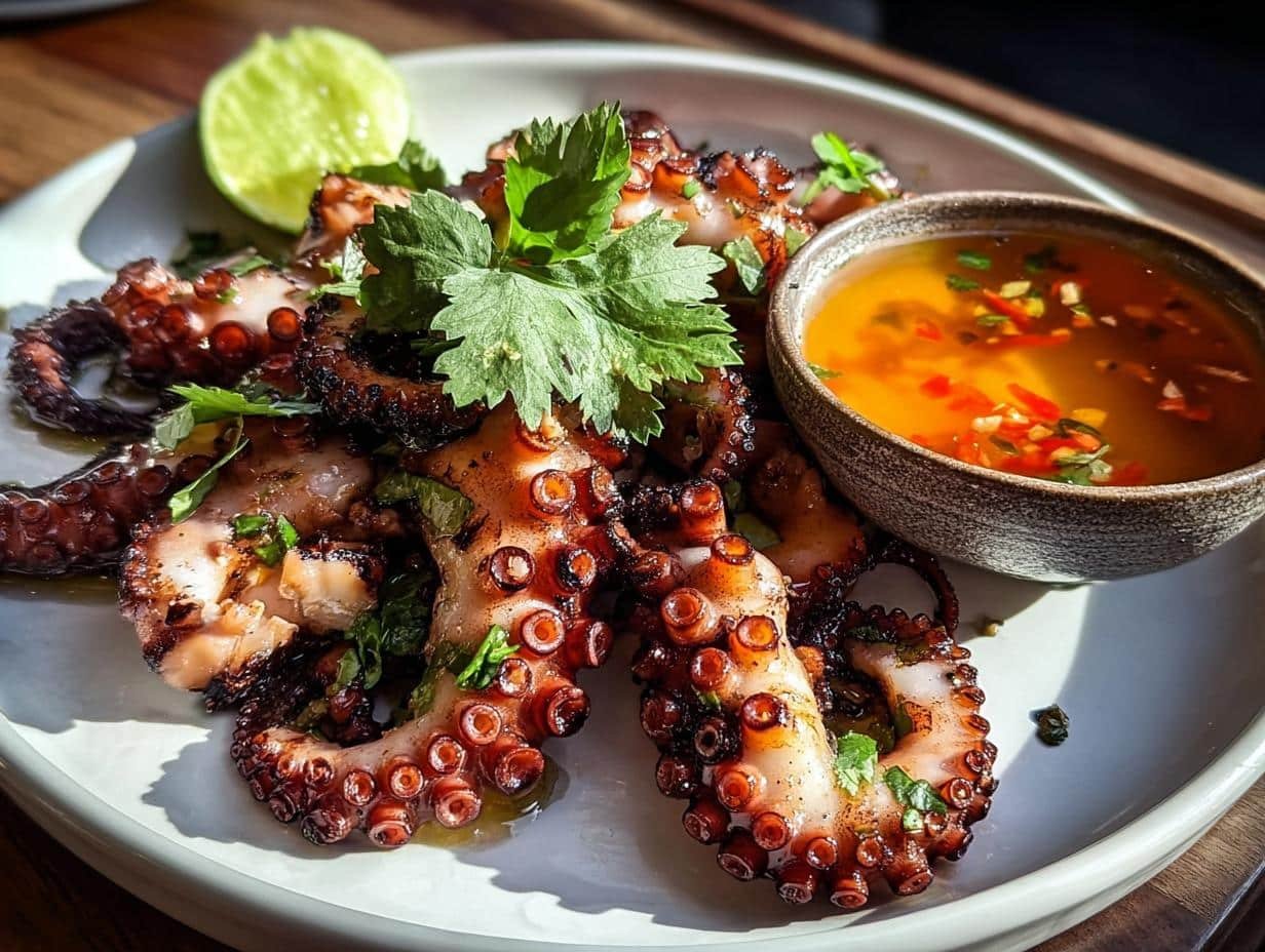 Grilled Baby Octopus Nuoc: Amazing 1-Minute Blanch - Grilled Baby Octopus Nuoc - additional detail