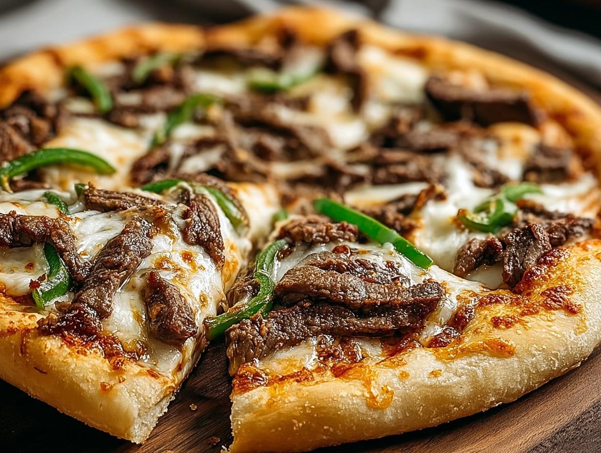 Philly Cheesesteak Pizza: 1 Amazing Recipe - Close-up of a delicious Philly Cheesesteak Pizza slice