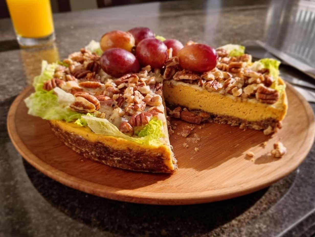 Pumpkin Cheesecake Pecan Crust: 1 Glorious Dessert - Pumpkin Cheesecake Pecan Crust - additional detail