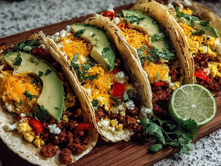 Spicy Chorizo Breakfast Tacos