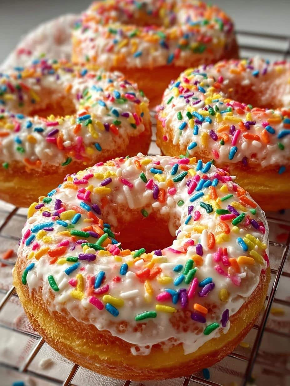 Baked Funfetti Donuts with Rainbow Sprinkles Delight - Baked Funfetti Donuts with - additional detail