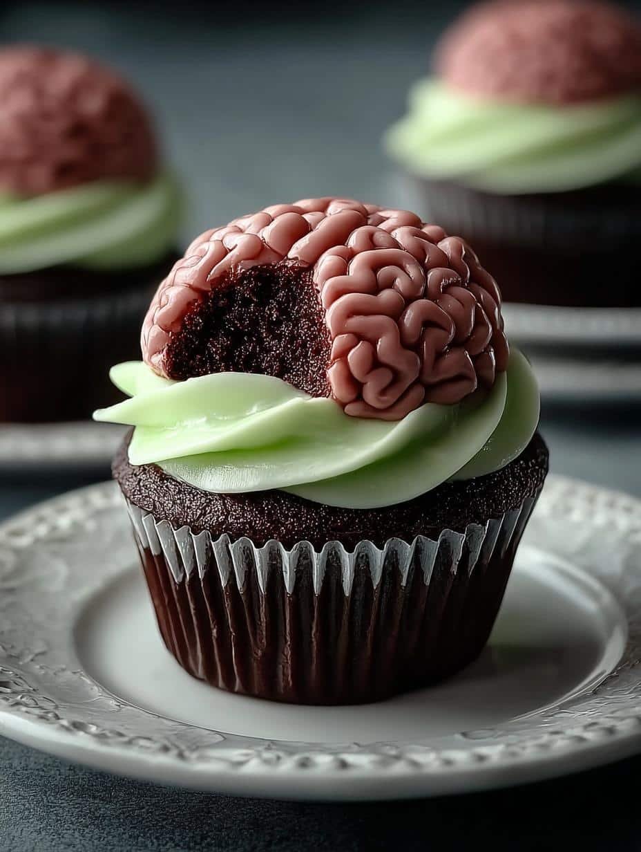 Halloween Brain Cupcakes: 7 Creepy yet Delicious Treats - Halloween Brain Cupcakes - additional detail