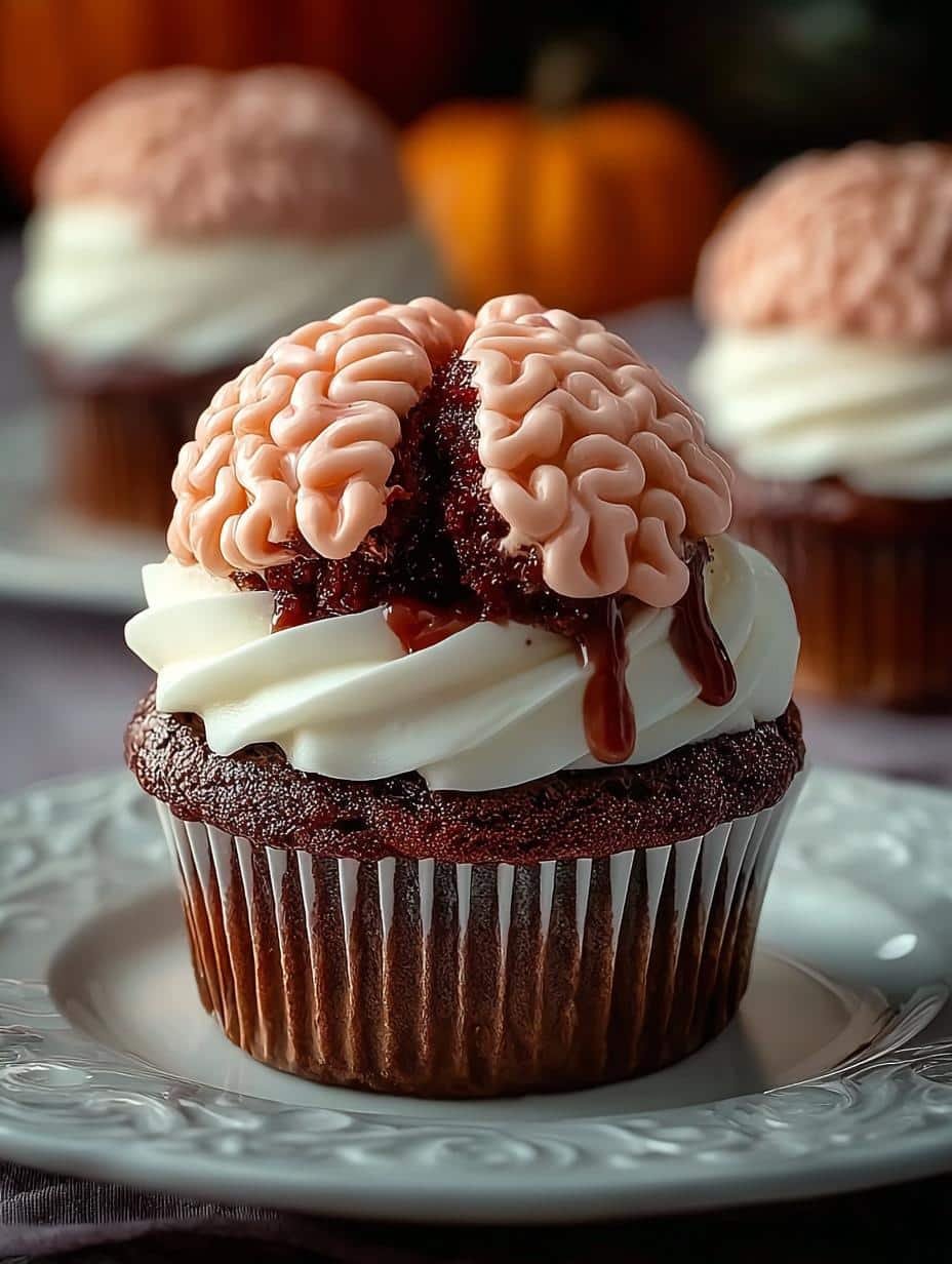 Halloween Brain Cupcakes