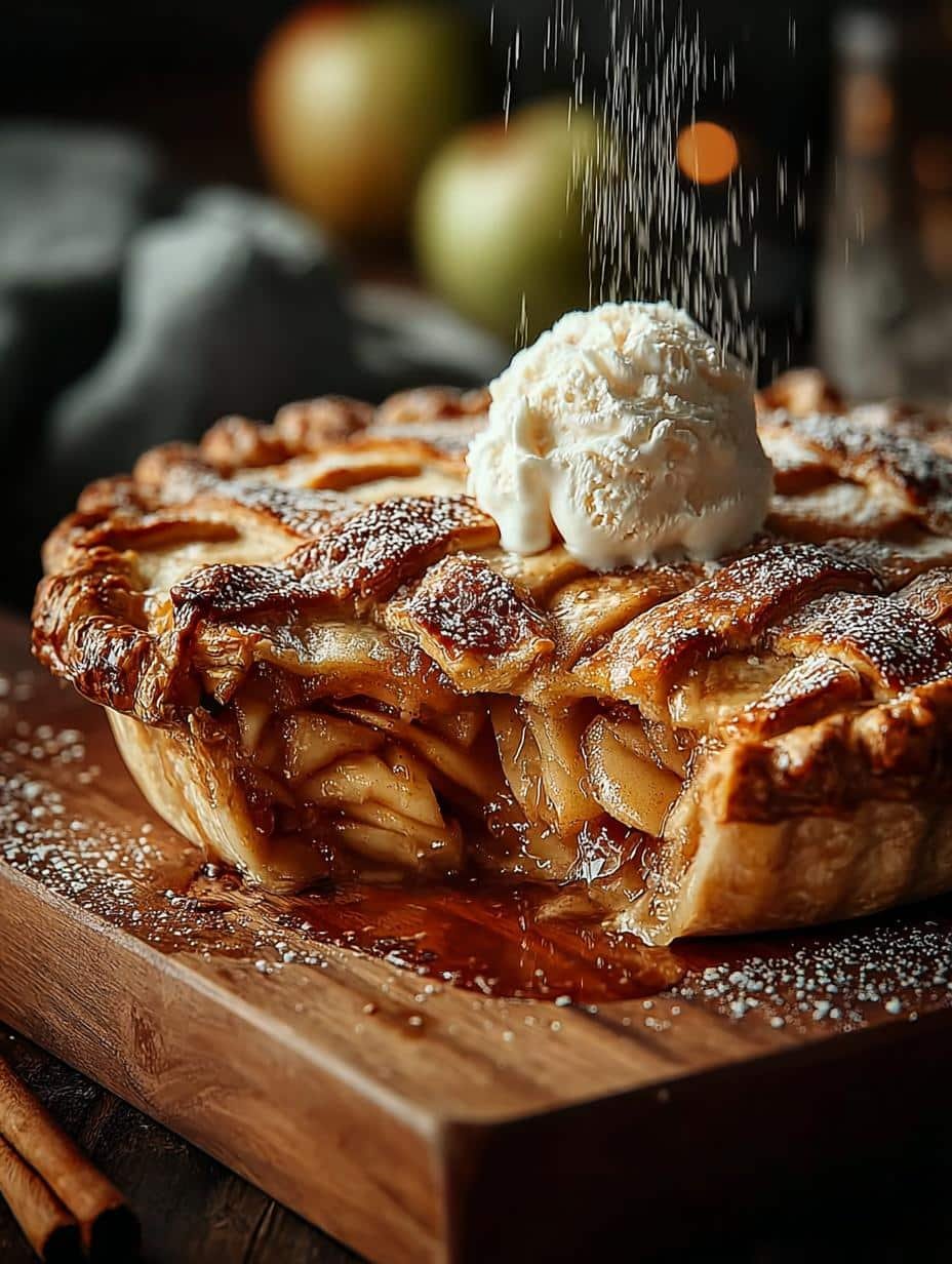 Deliciously golden-brown Heirloom Apple Pie cooling on a wire rack, showcasing its incredible flaky crust and sweet aroma