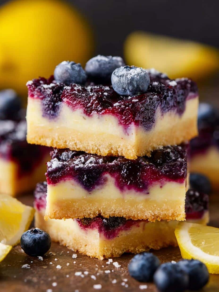 Lemon Blueberry Bars Delightful: The 1 Secret - Close-up of freshly baked Lemon Blueberry Bars Delightful with a golden crust and vibrant blueberries