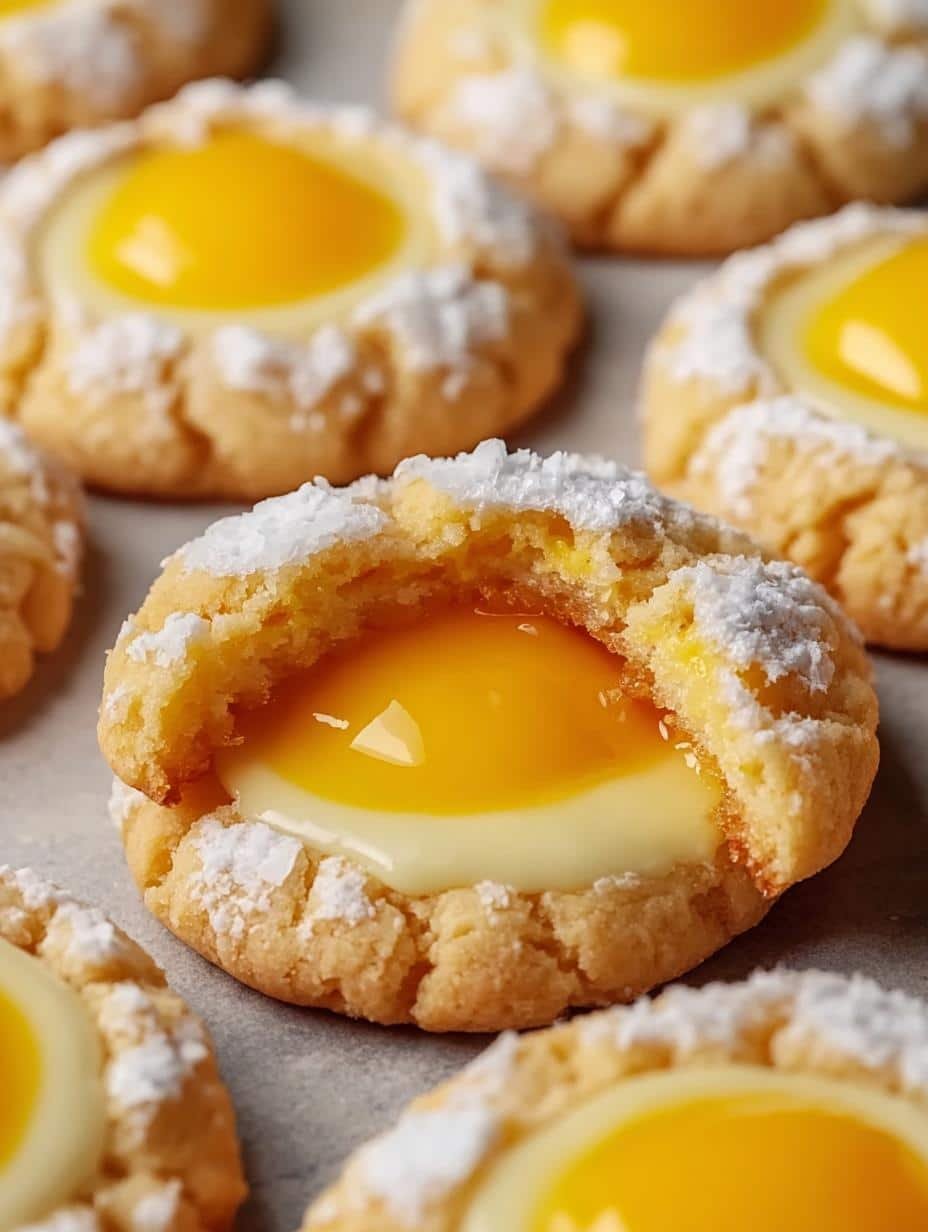 Delicious Lemon Curd Thumbprint Cookies with golden edges on a cooling rack