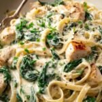 Lighter Chicken Spinach Alfredo