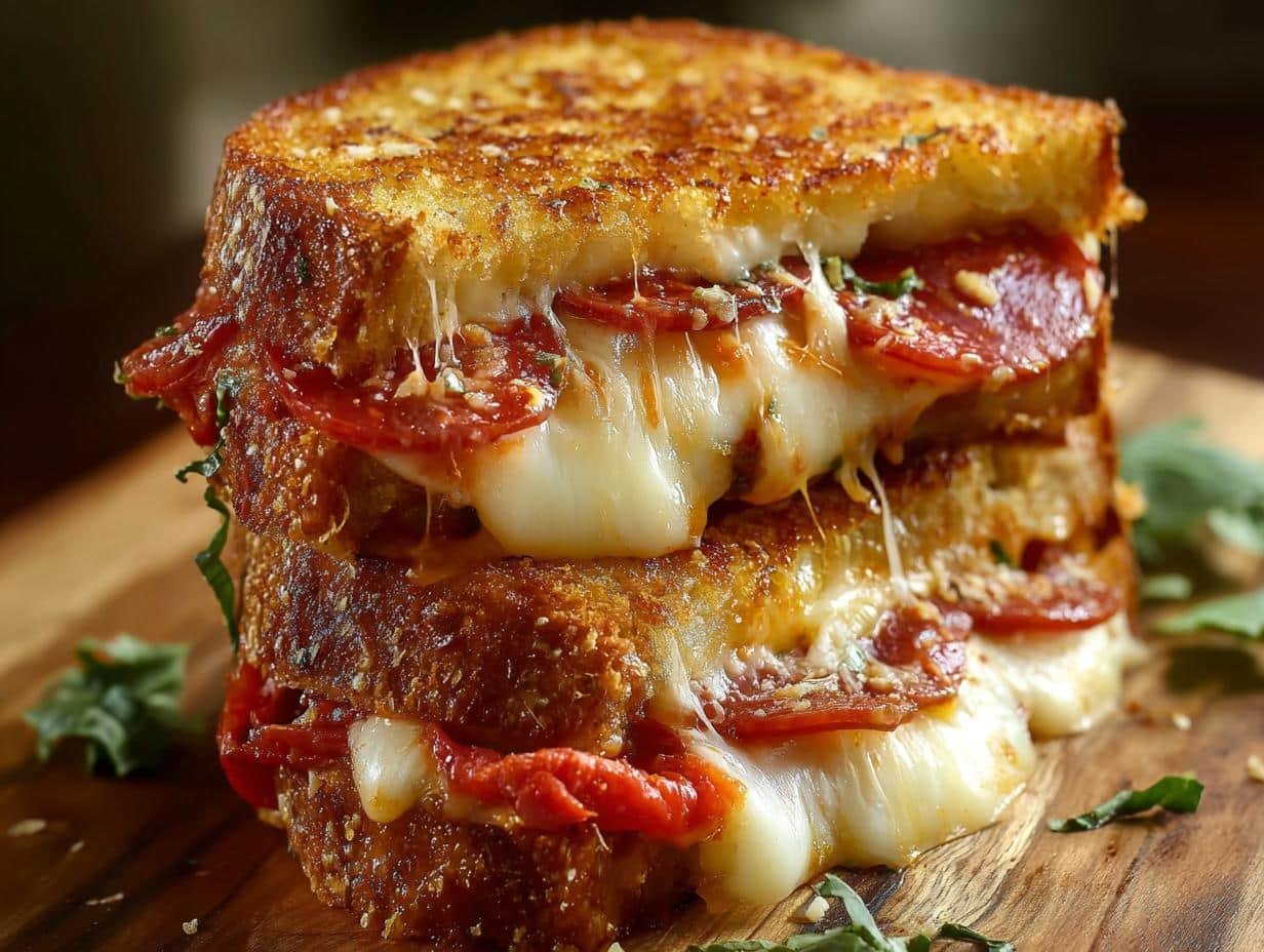 Pizza Grilled Cheese Sandwiches: Crazy Melt! - Pizza Grilled Cheese Sandwiches - additional detail
