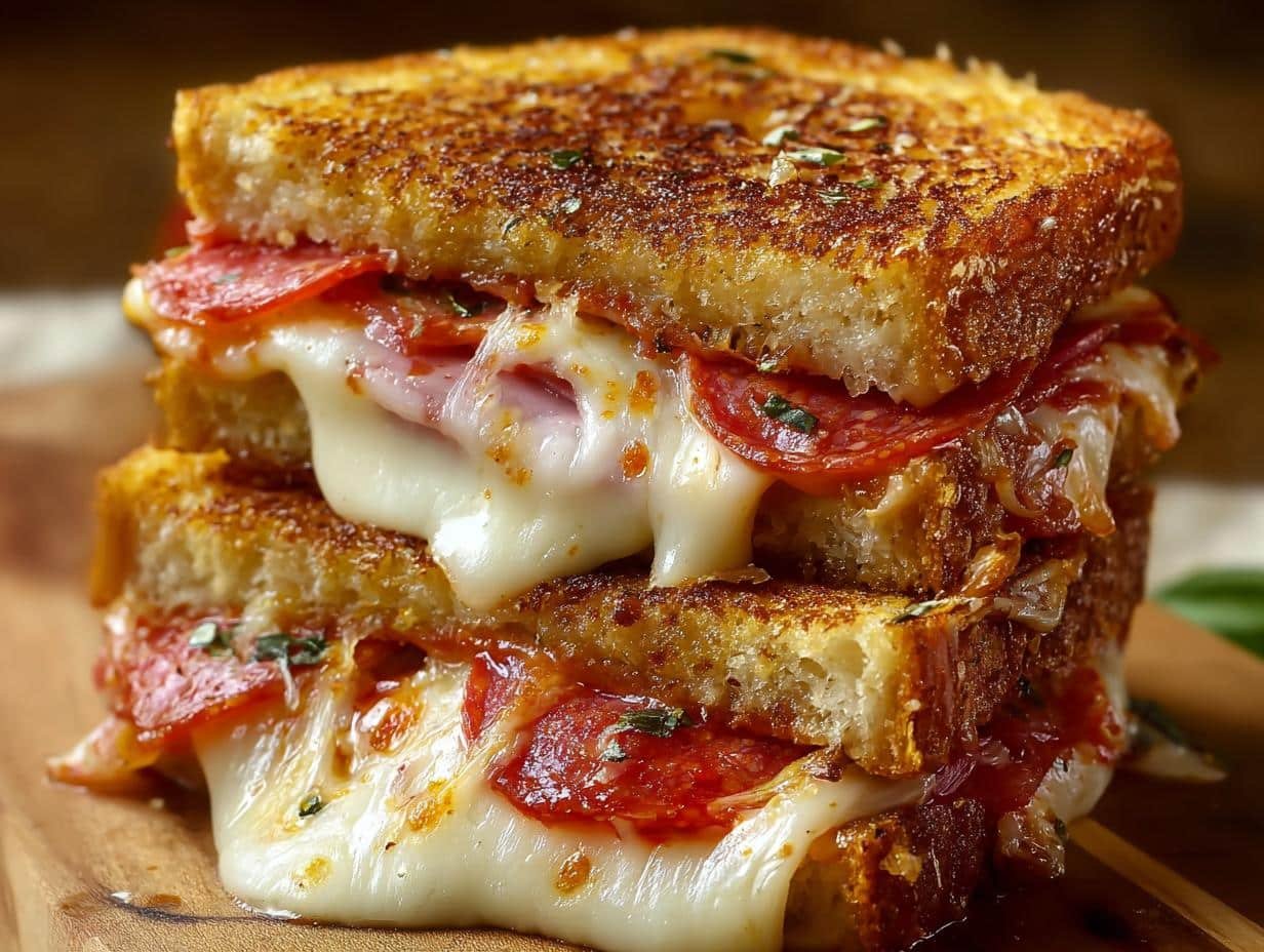Pizza Grilled Cheese Sandwiches: Crazy Melt! - Pizza Grilled Cheese Sandwiches - additional detail