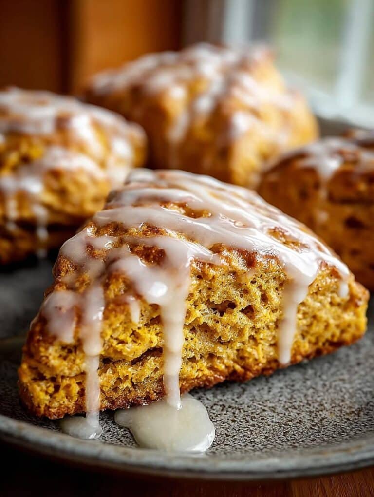 Pumpkin Scones Maple Glaze