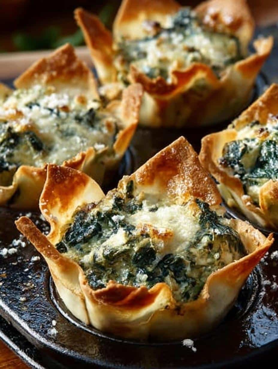 Spinach Artichoke Wonton Cups