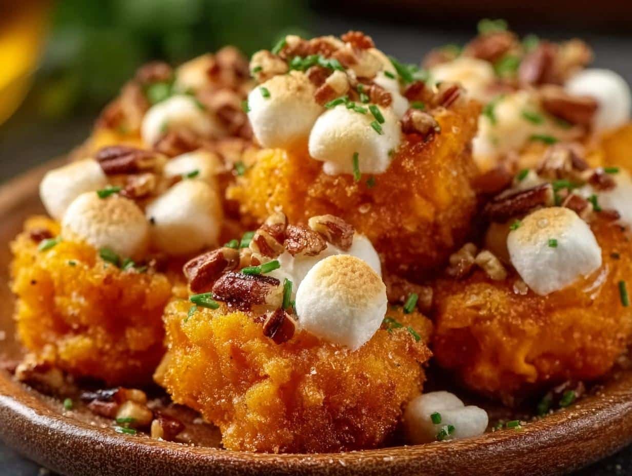 Sweet Potato Bites Marshmallows: Wonderful Nostalgic Treat - Sweet Potato Bites Marshmallows being baked