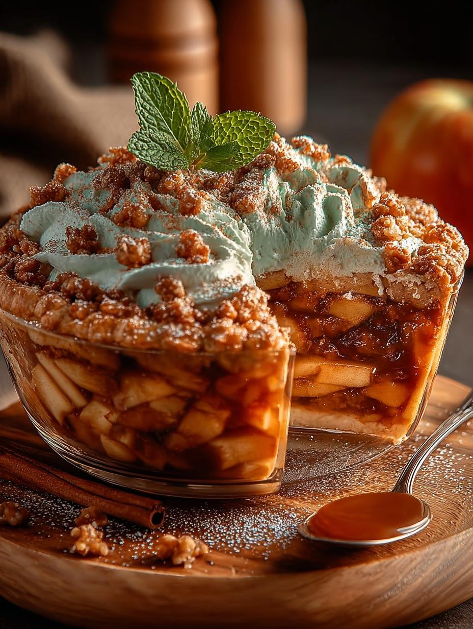 A slice of Timeless Apple Pie Delight served with a scoop of vanilla ice cream, ready to be enjoyed