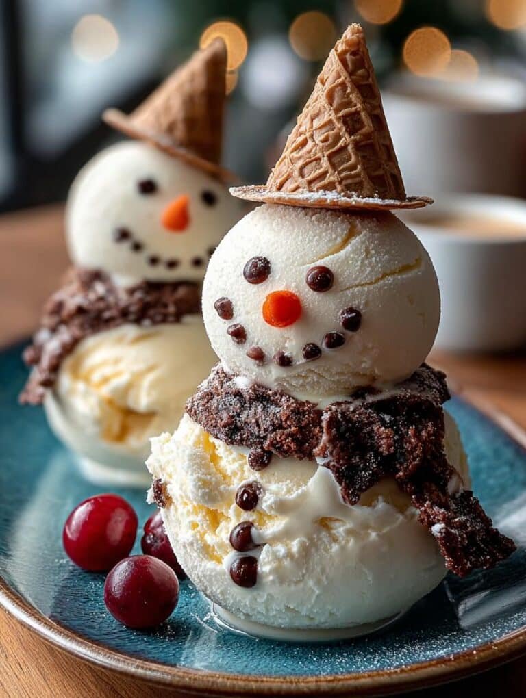 Christmas Ice Cream Snowmen