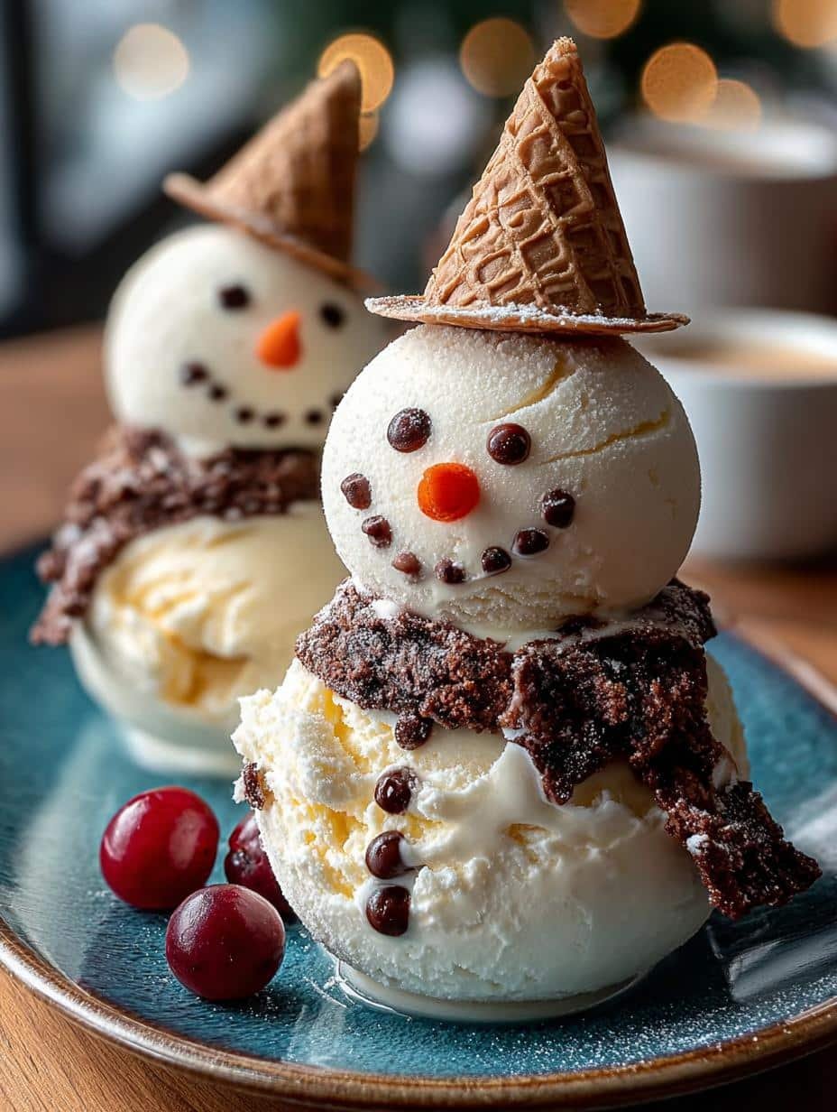 Christmas Ice Cream Snowmen
