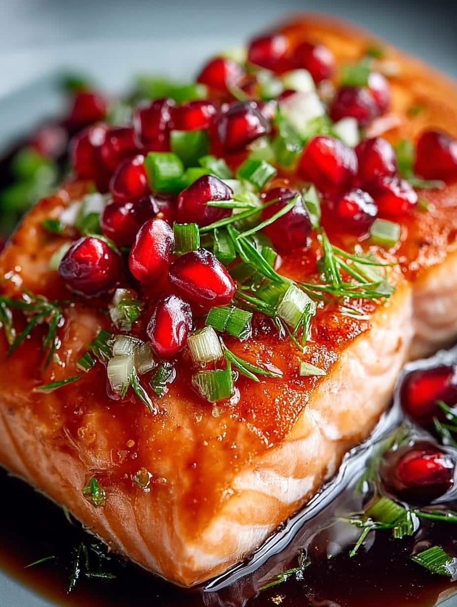 Mouthwatering Christmas Salmon with Pomegranate Glaze - Christmas Salmon - main visual representation