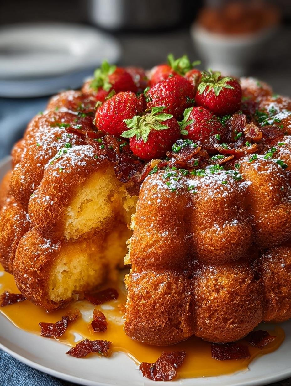 Irresistible Crack Breakfast Bundt Cake fresh from the oven on a cooling rack