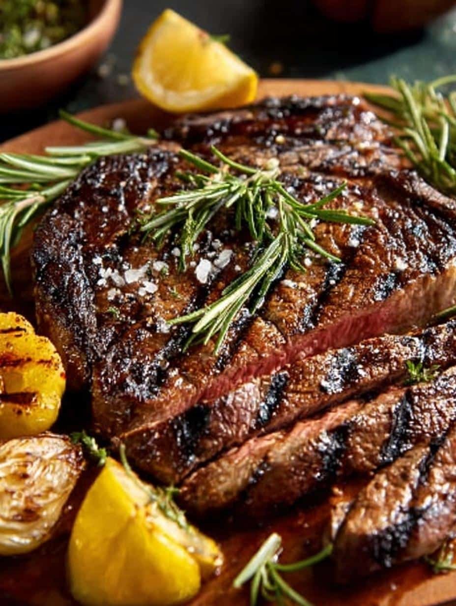 Grilled Tuscan Steak with Lemon, Garlic, and Rosemary Bliss - Grilled Tuscan Steak with - main visual representation