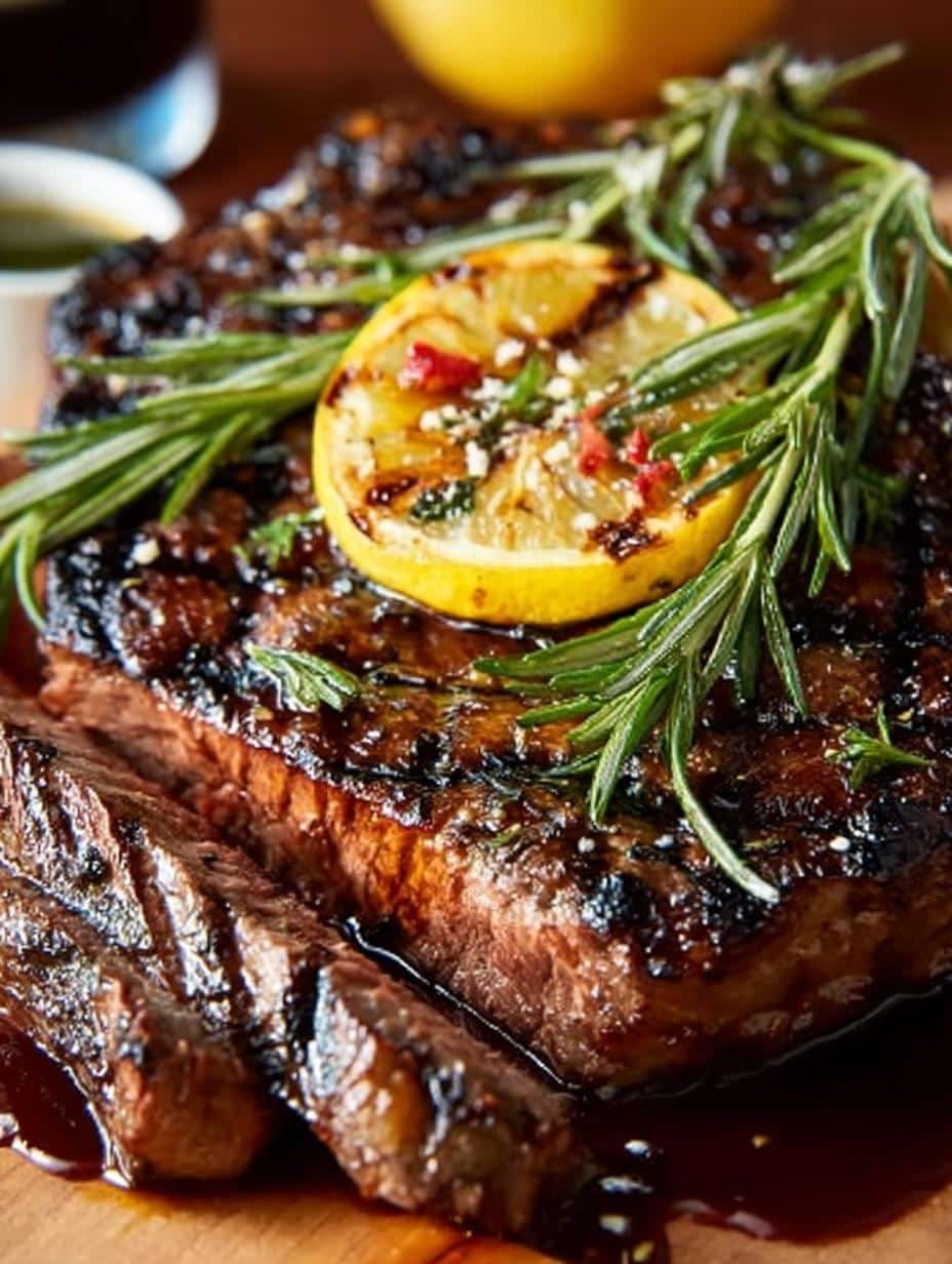 Grilled Tuscan Steak with Lemon, Garlic, and Rosemary Bliss - Grilled Tuscan Steak with - additional detail