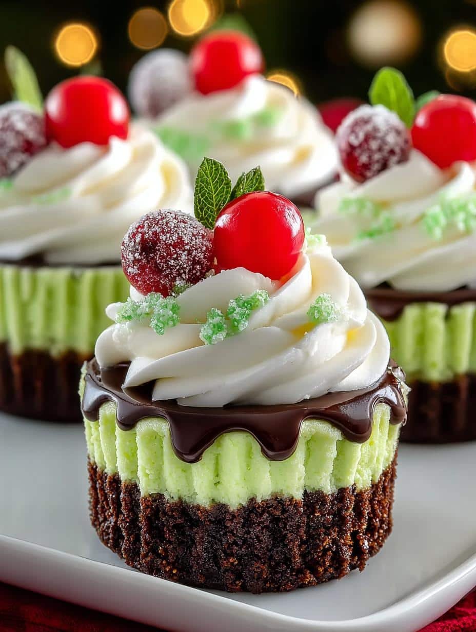 Delightful Grinch Mini Cheesecakes for the Holidays - Grinch Mini Cheesecakes - main visual representation