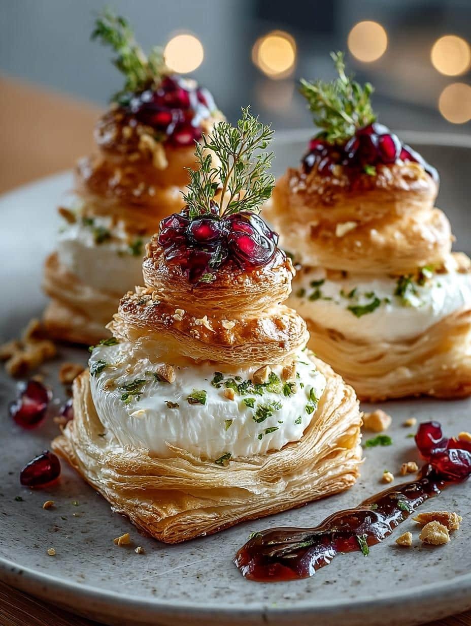 Puff Pastry Trees Burrata with Cranberry Glaze Delight - Puff Pastry Trees Burrata - main visual representation