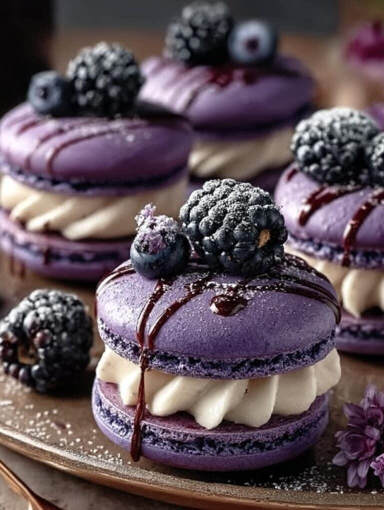 Purple Velvet Blackberry Macarons