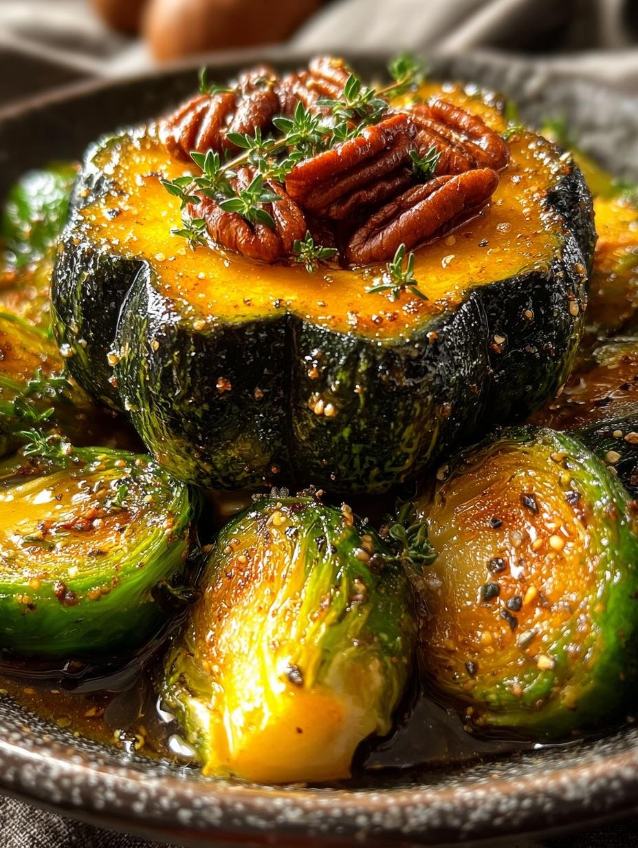 Delicious Roasted Acorn Squash Brussels with Pecans - Roasted Acorn Squash Brussels - main visual representation