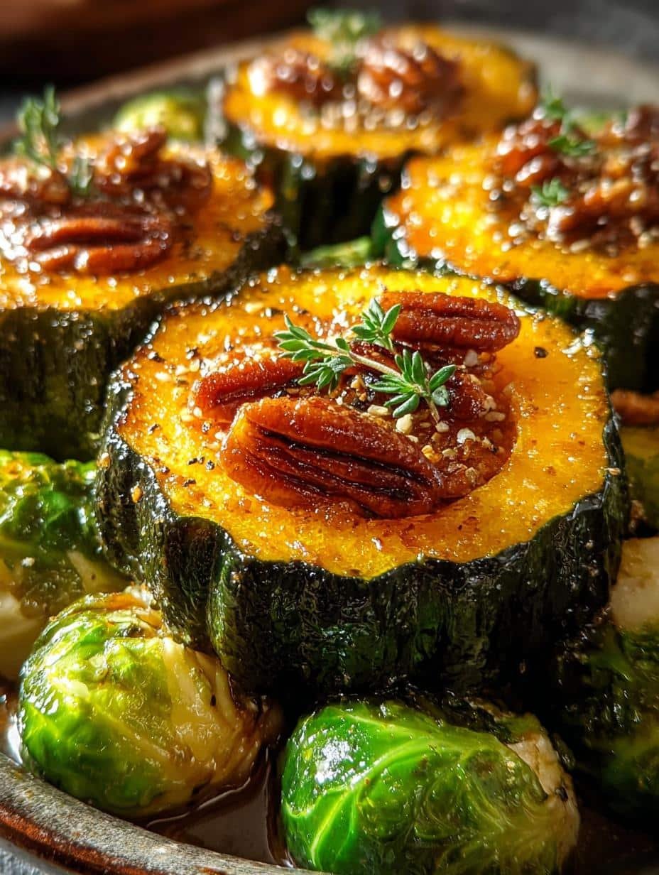 Delicious Roasted Acorn Squash Brussels with Pecans - Roasted Acorn Squash Brussels - additional detail