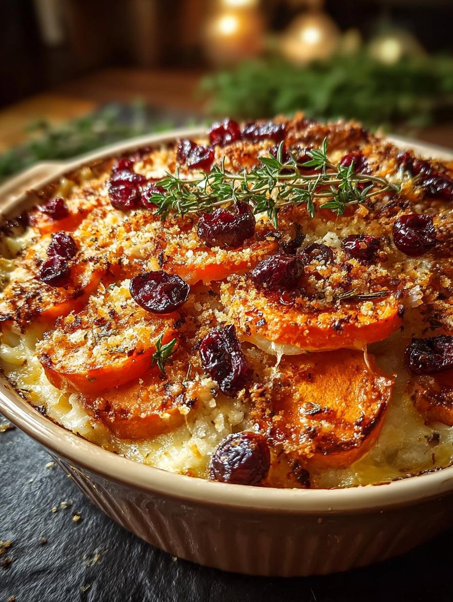 Delicious Sweet Potato Cranberry Gratin for Holidays - Sweet Potato Cranberry Gratin - additional detail